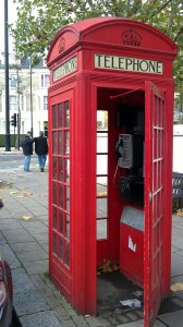 Red telephone box in Sutherland Avenued, London