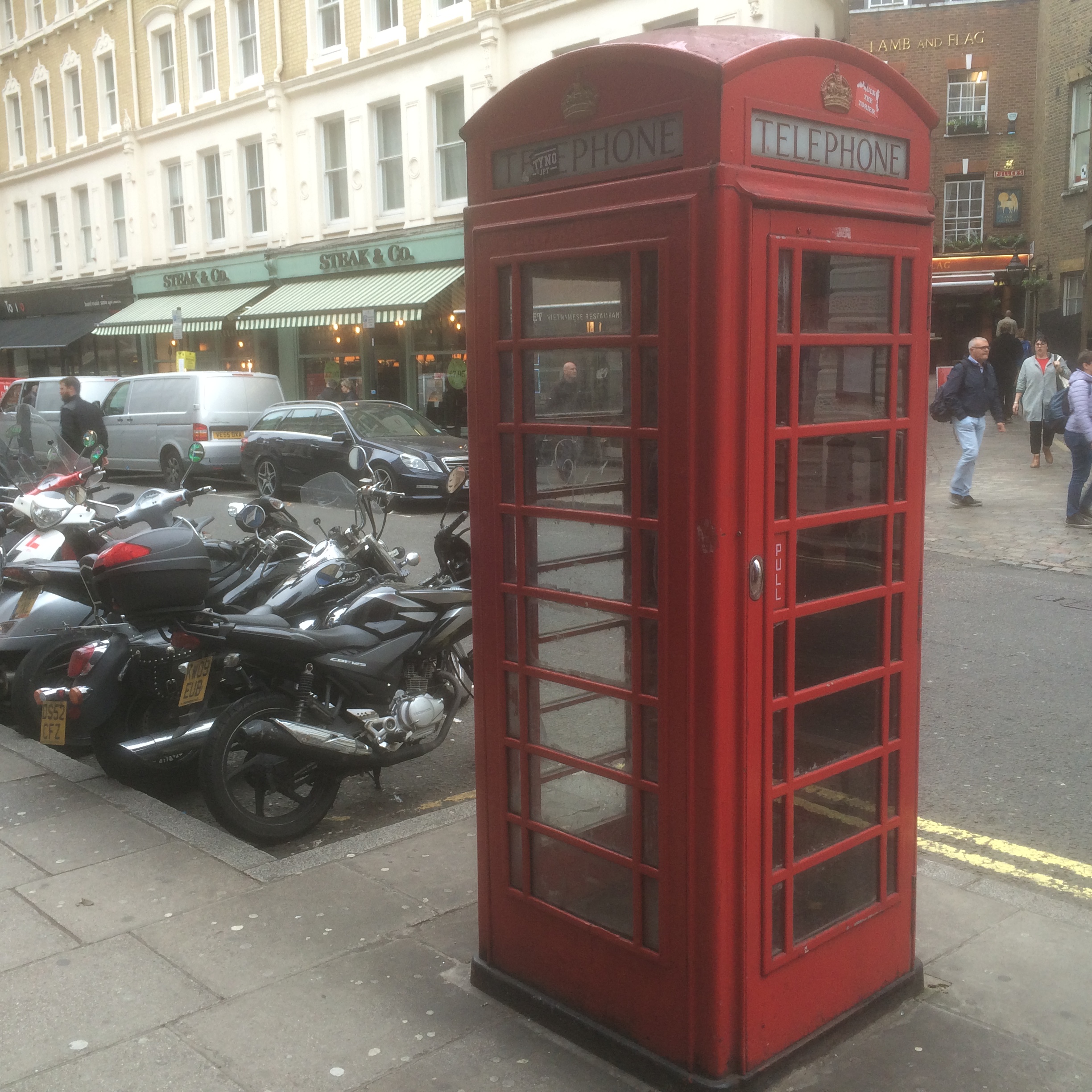Red telephone box in Covent Garden, London