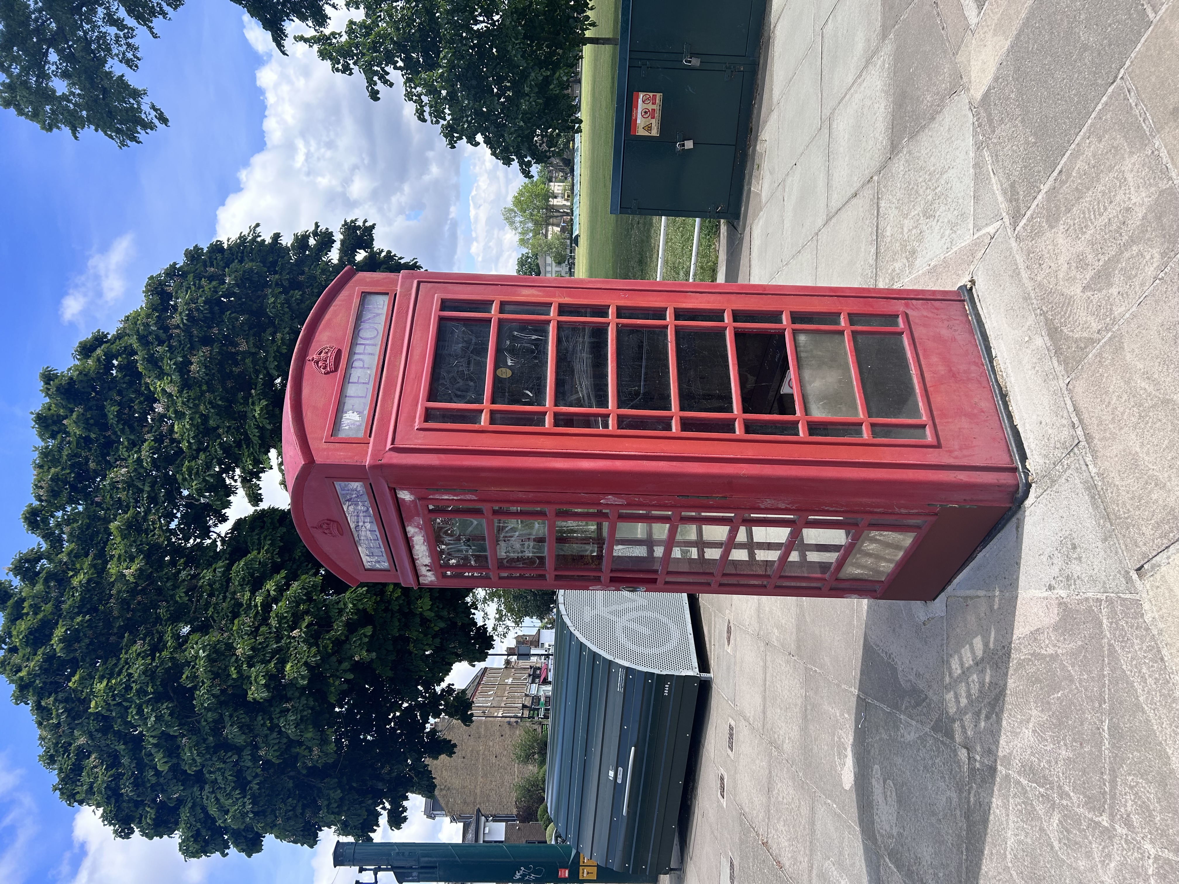 Red telephone box in Twickenham Green, London