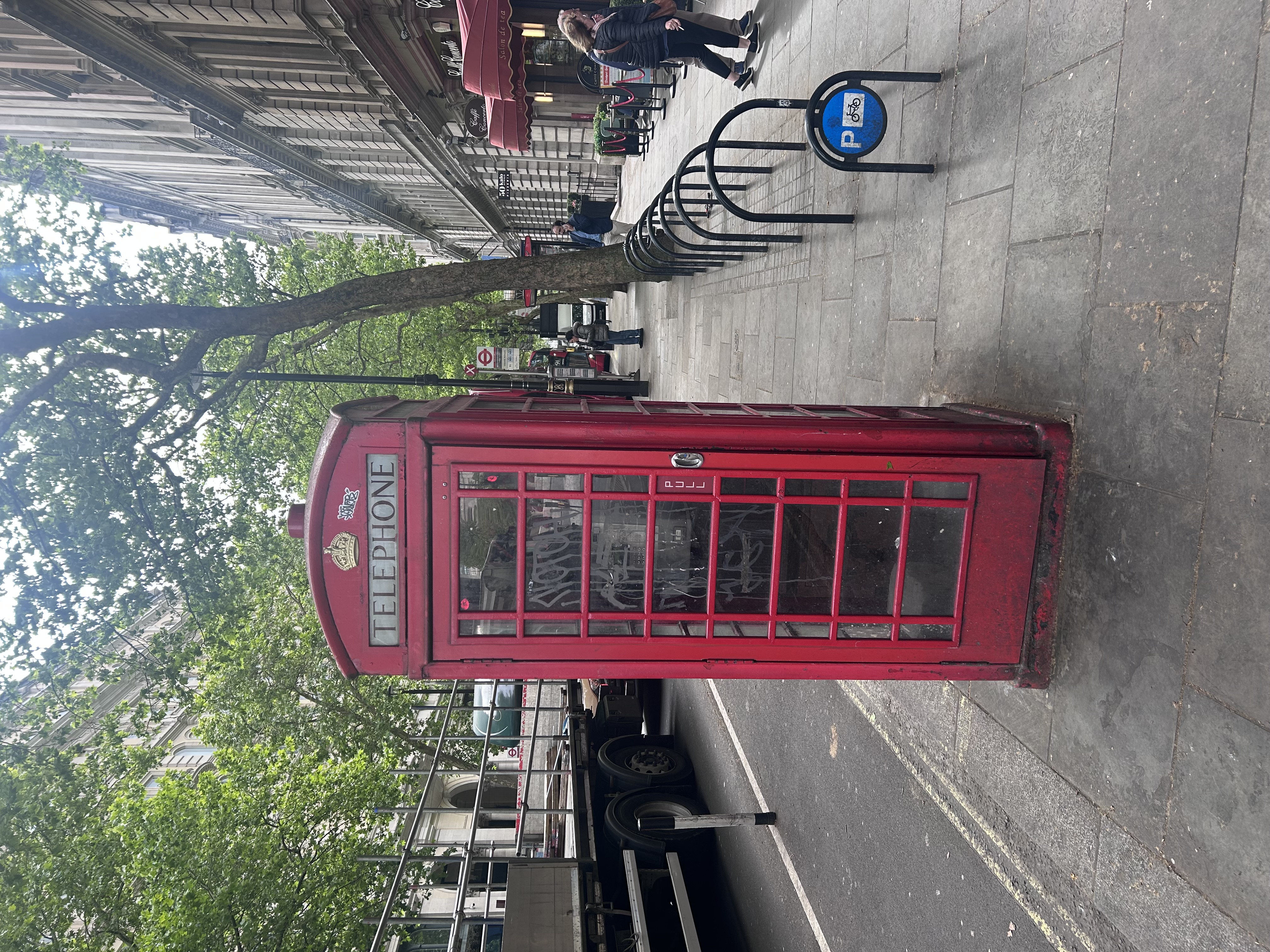 Red telephone box in Charing Cross, London