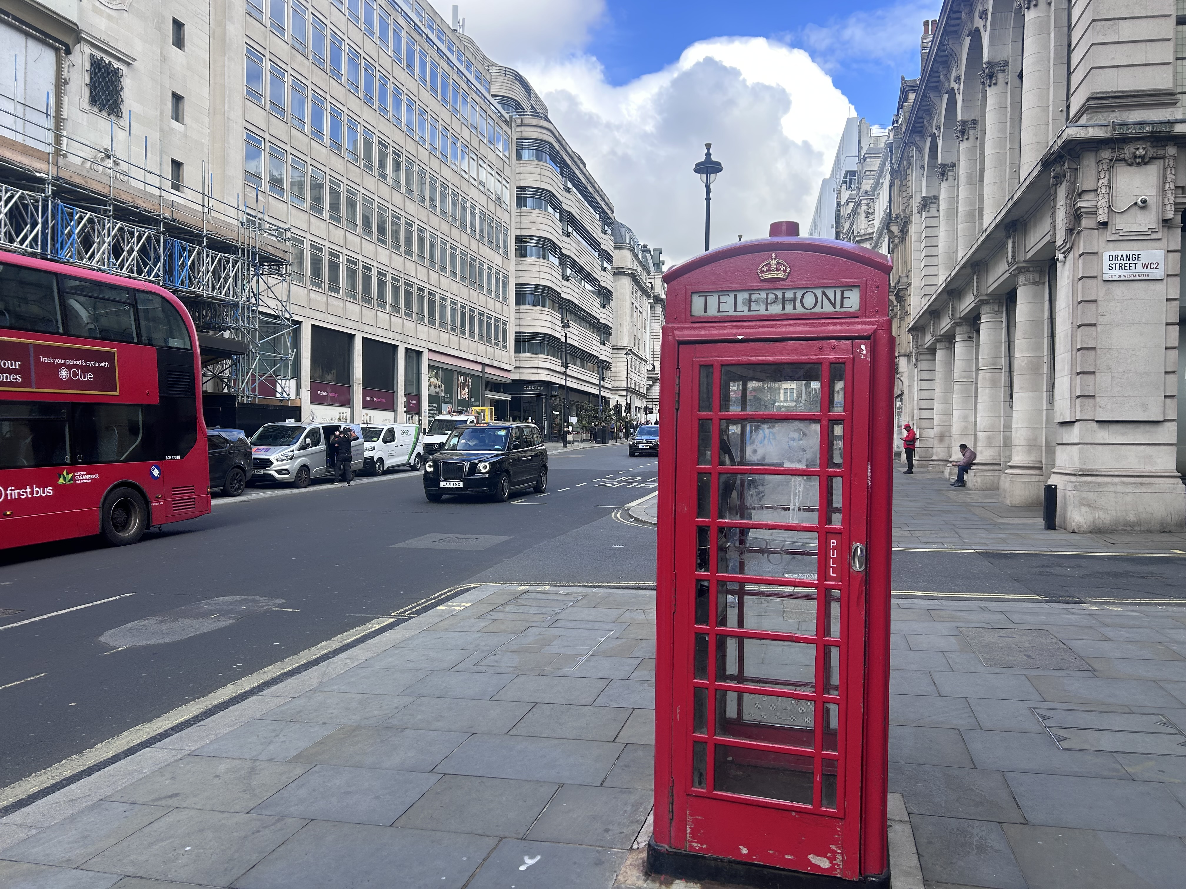 Red telephone box in Haymarket, London