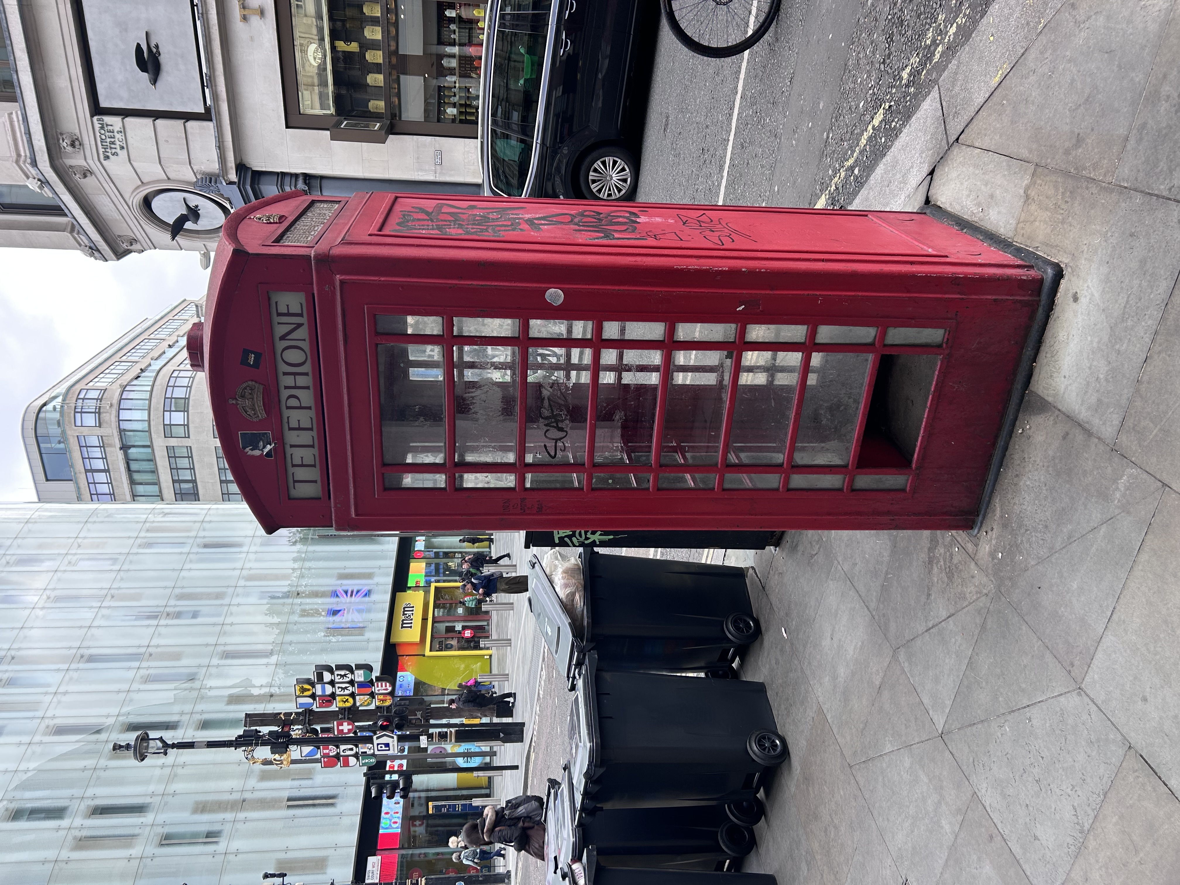 Red telephone box in Whitcomb Street, London